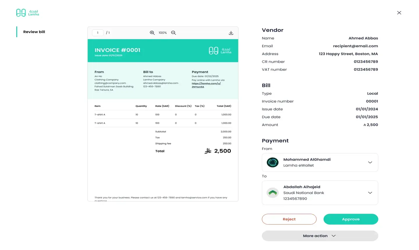Approve Payment UI